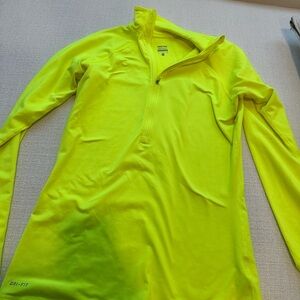 Nike Pro Neon Yellow Quarter-Zip Pullover Fleece lined